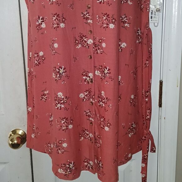 No Boundaries Sleeveless dusty mauve floral belted tshirt dress Sz XXL (19) NWT - Picture 2 of 8